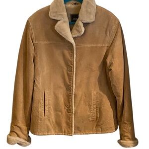 Vintage Adler Collection Suede Leather Jacket soft Faux Sherpa Fur lined Fall